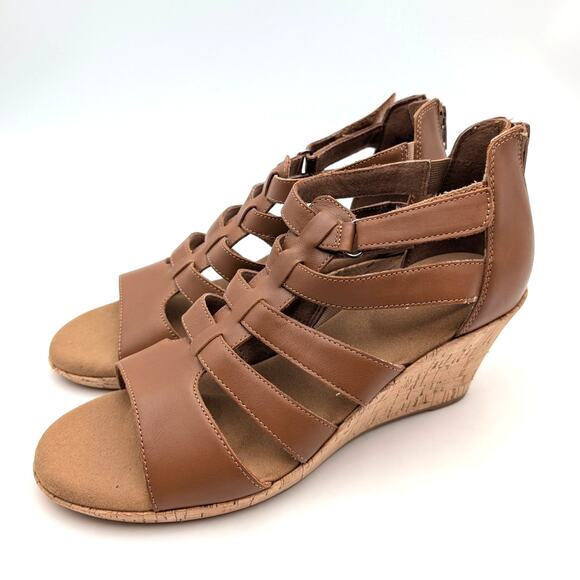 Rockport Briah Gladiator Wedge Sandals Women's Brown Size US7.5W EU38 - Picture 1 of 13